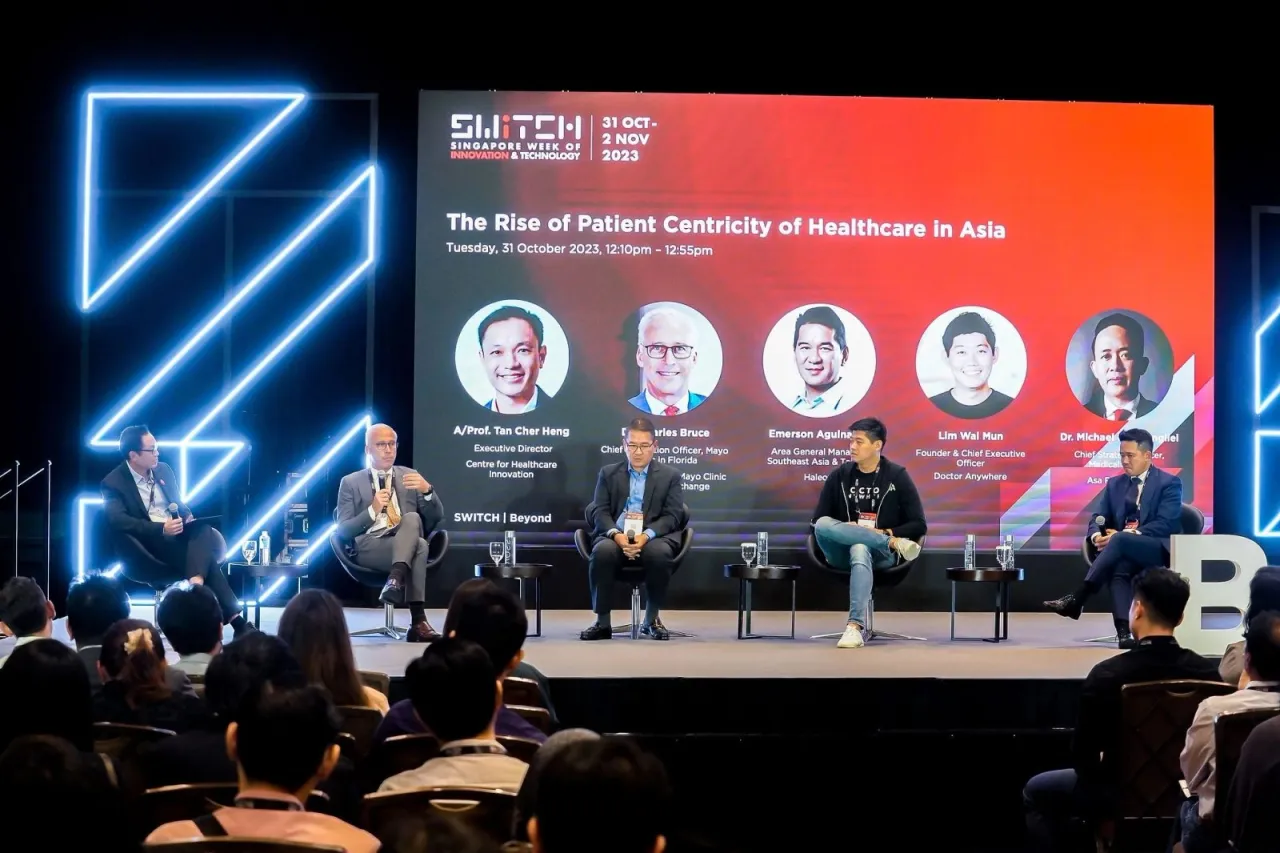 Corporate event photography Singapore — RS Photography covering a healthcare panel on the SWITCH 2023 main stage
