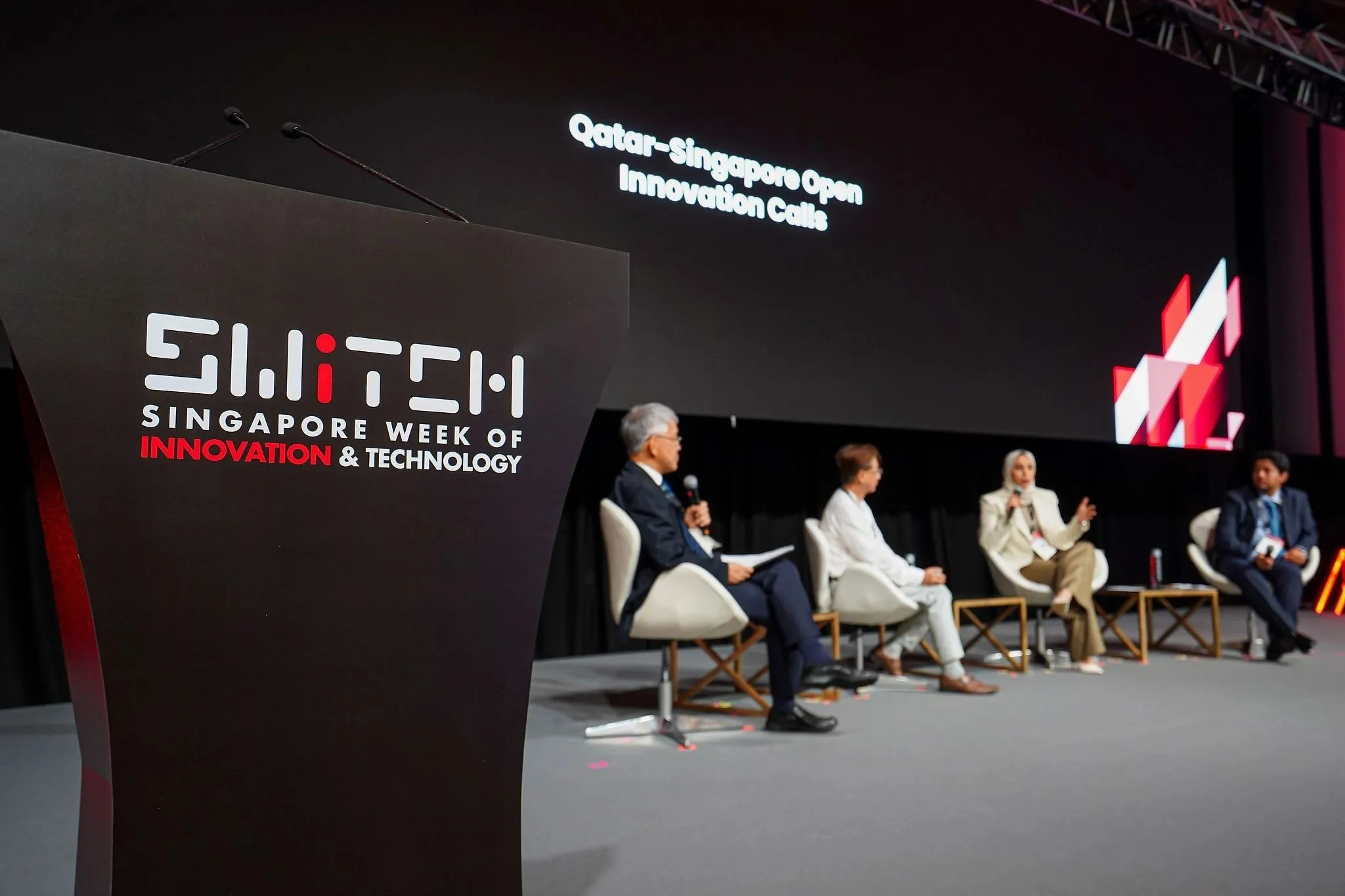 Panel discussion on the main stage of a major Singapore technology conference, photographed by RS Photography